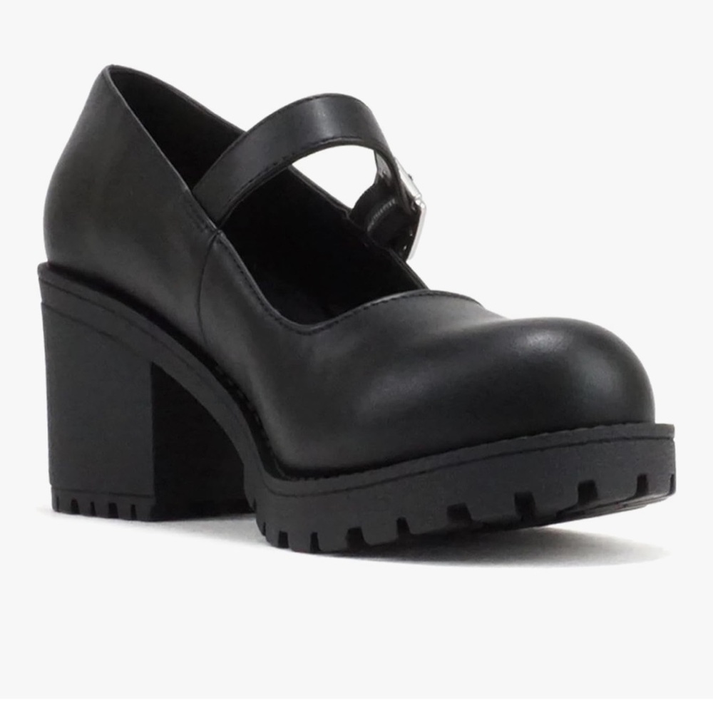 Black Chunky Heel Mary Jane Shoes SODA